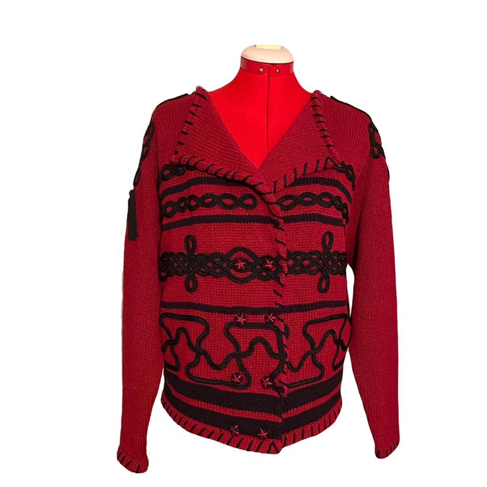 Vintage 90’s Tassels shoulder Cardigan Sweater Ribbon Embellished